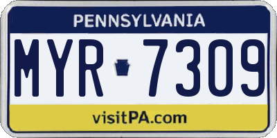 PA license plate MYR7309
