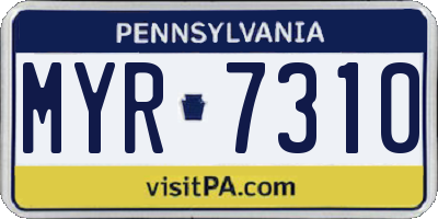 PA license plate MYR7310