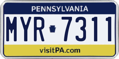 PA license plate MYR7311