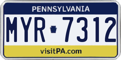 PA license plate MYR7312