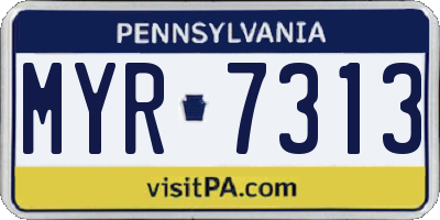 PA license plate MYR7313