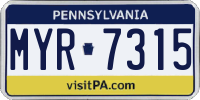 PA license plate MYR7315