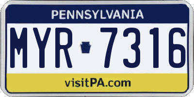 PA license plate MYR7316