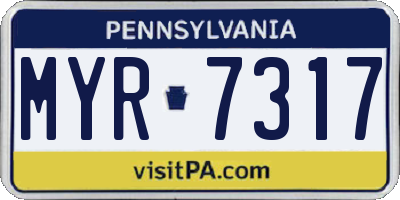 PA license plate MYR7317