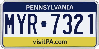 PA license plate MYR7321