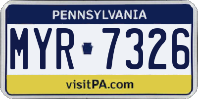 PA license plate MYR7326