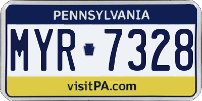 PA license plate MYR7328