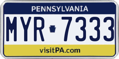 PA license plate MYR7333