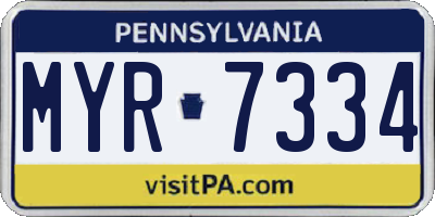 PA license plate MYR7334