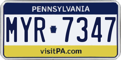 PA license plate MYR7347