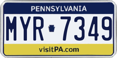 PA license plate MYR7349