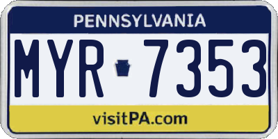 PA license plate MYR7353