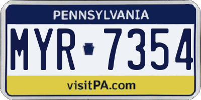 PA license plate MYR7354