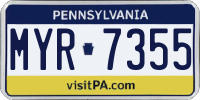 PA license plate MYR7355
