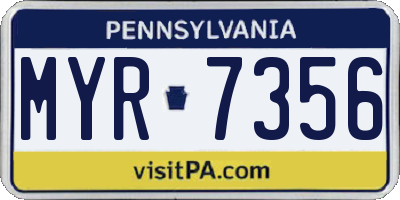 PA license plate MYR7356