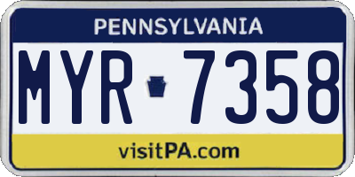 PA license plate MYR7358