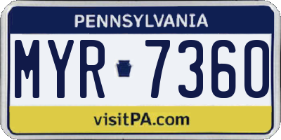 PA license plate MYR7360