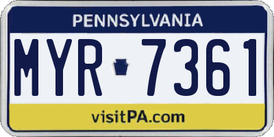 PA license plate MYR7361
