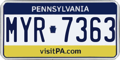 PA license plate MYR7363