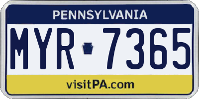 PA license plate MYR7365