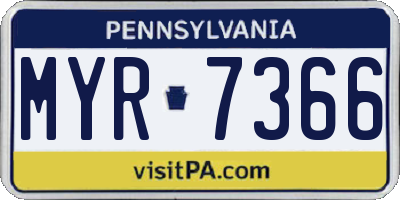PA license plate MYR7366