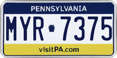 PA license plate MYR7375