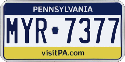 PA license plate MYR7377