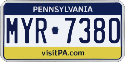 PA license plate MYR7380