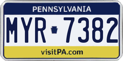 PA license plate MYR7382