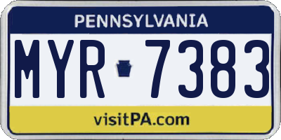 PA license plate MYR7383