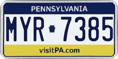 PA license plate MYR7385
