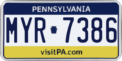 PA license plate MYR7386