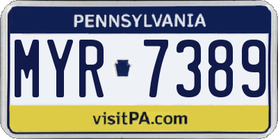 PA license plate MYR7389