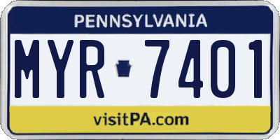 PA license plate MYR7401