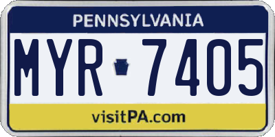 PA license plate MYR7405