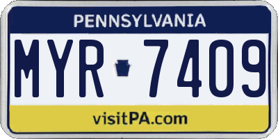 PA license plate MYR7409