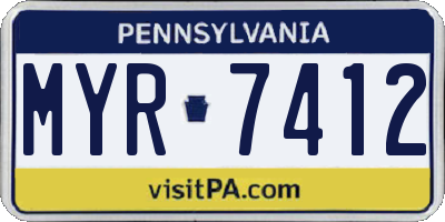 PA license plate MYR7412