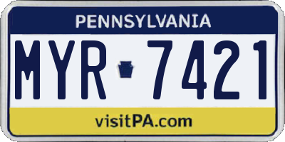 PA license plate MYR7421