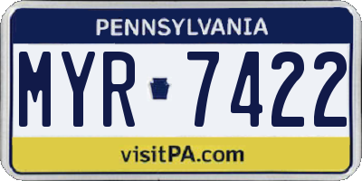 PA license plate MYR7422