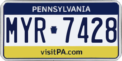 PA license plate MYR7428