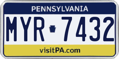 PA license plate MYR7432