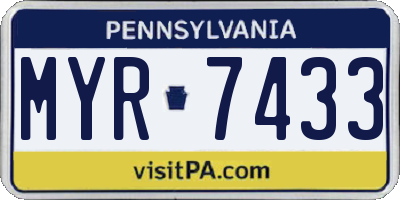PA license plate MYR7433