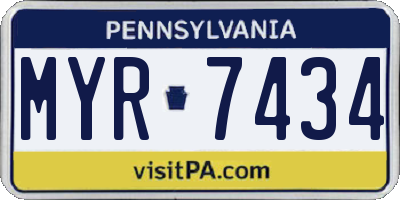 PA license plate MYR7434