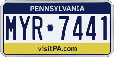 PA license plate MYR7441