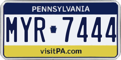 PA license plate MYR7444