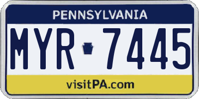 PA license plate MYR7445