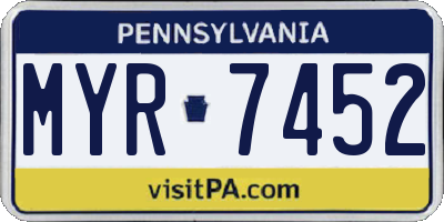 PA license plate MYR7452