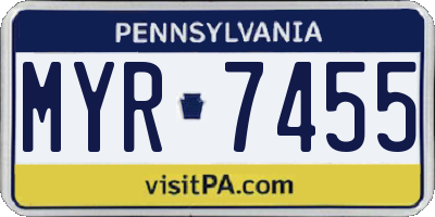 PA license plate MYR7455