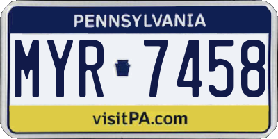 PA license plate MYR7458