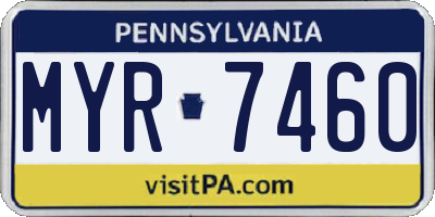 PA license plate MYR7460
